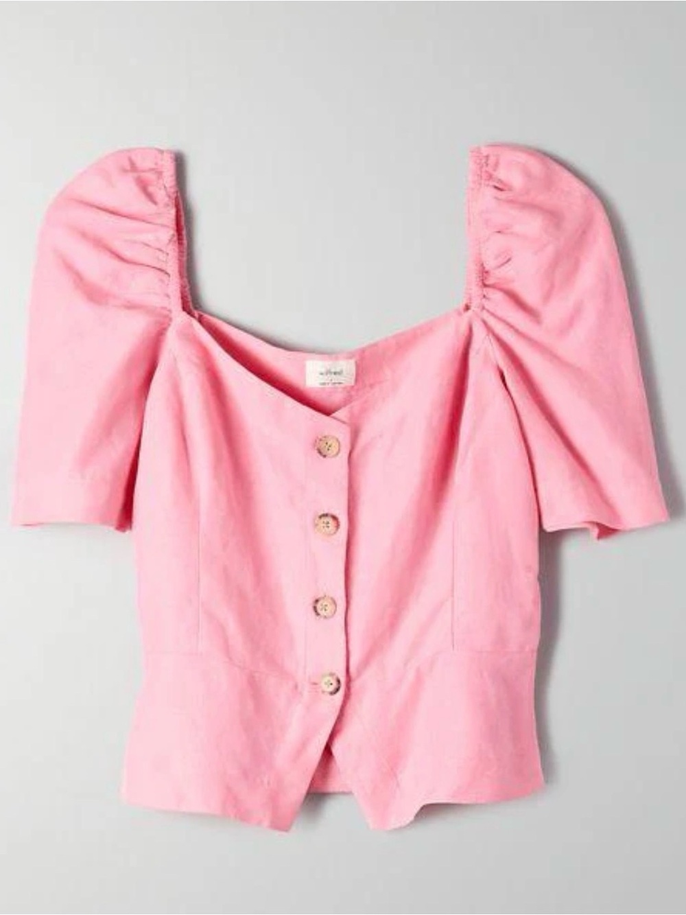 Wilfred Pink Puff-Sleeve Button-Down Top